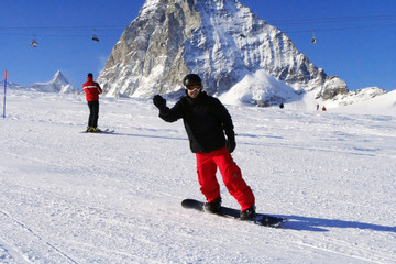 Snowboarding  in swiss Alps