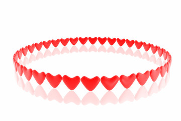 Red hearts isolated in white background