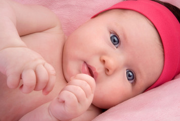 Adorable baby newborn with blue eyes