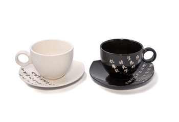 Tea-things in asian style with hieroglyphics. Path incl.