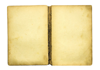 Open old blank book with clipping path.
