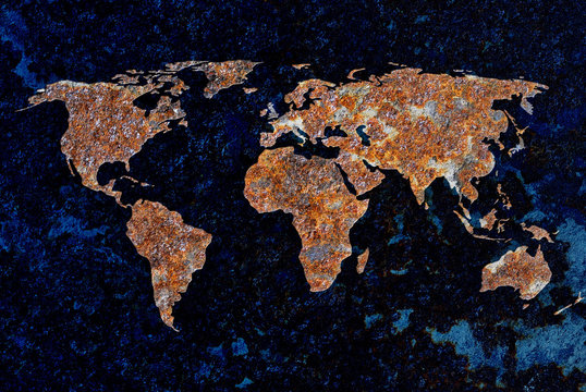 Global warming, map of the earth being distroyed