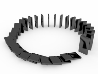 An isolated black domino blocks chain white background