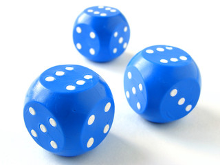blue dices with white dots