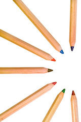 Natural wood color pencils isolated