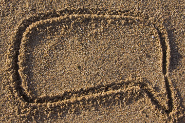 comic cloud text sign in sand