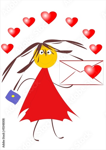 "Love letter. Funny picture. Cartoon image." Stock photo and royalty