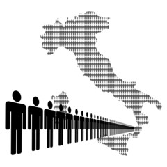 Italian workforce with map