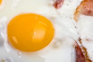 Schinken und Eier in einer Pfanne