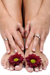 Fototapeta premium hands and feet - focus on rings