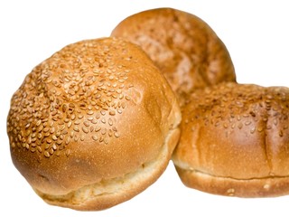 Close-up of donuts on white background