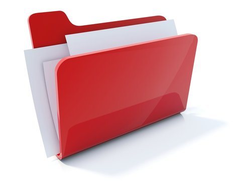 Full red folder icon isolated on white