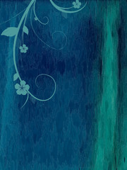 FOND BLEU VERT FLORAL