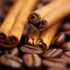 Coffee beans and cinnamon