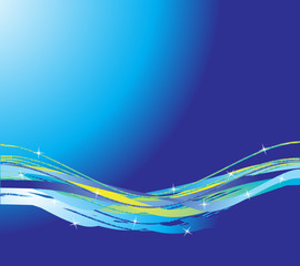 Waves and stars. Abstract background. Vector