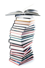 big pile of books isolated
