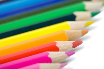 line of colorful pencils isolated