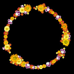 decorative environment and recycling symbol from color flowers