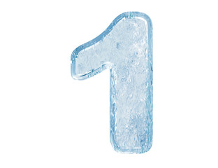 Naklejka premium Ice font. Number one.With clipping path.