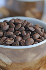 coffee beans in coffee cup