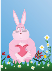 valentine hare with heart with room for text