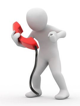 3d person with telephone