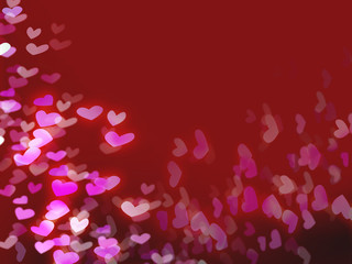 Romantic background with pink and purple pink hearts