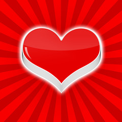 coeur 3d rouge sur fond rouge