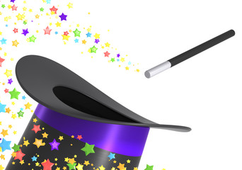Magic hat and wand with clipping path