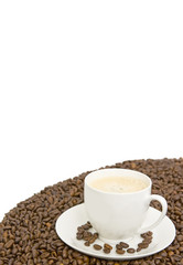 coffee cup with coffee beans