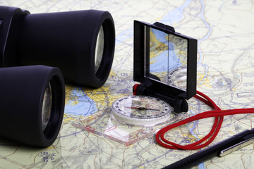 map,  Binoculars and compas -1