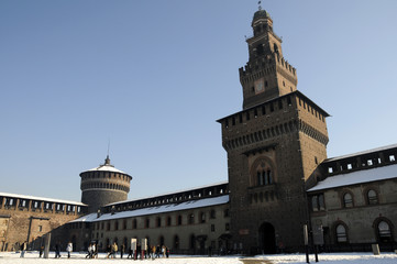 Fototapeta premium Milan castle under snow