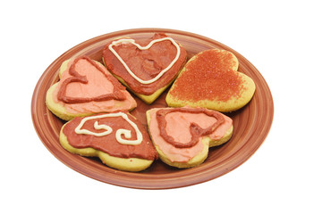 five valentine cookies