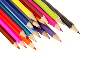 Fototapeta premium Colored pencils on white background
