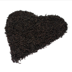 heart-shaped heap of tea