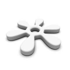 White 3D flower sign laying on white background