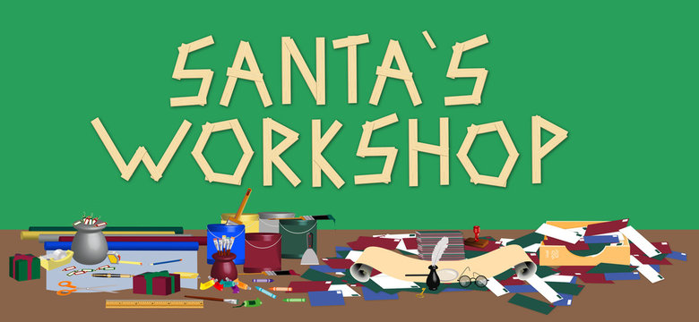 illustration of Santas workshop