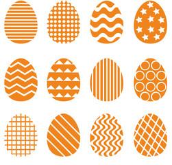 Twelve Easter eggs, vector illustration
