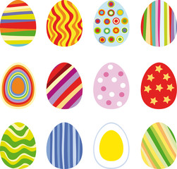 Twelve Easter eggs, vector illustration