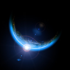 Earth with rising Sun