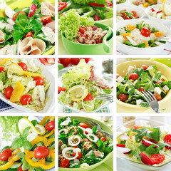 Healthy salads collage