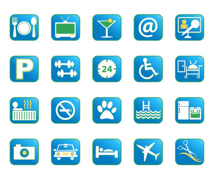 Blue Hotel Vector Icons