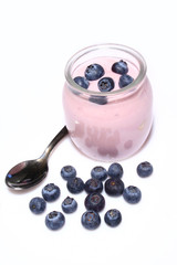 vasetto di yogurt con mirtilli