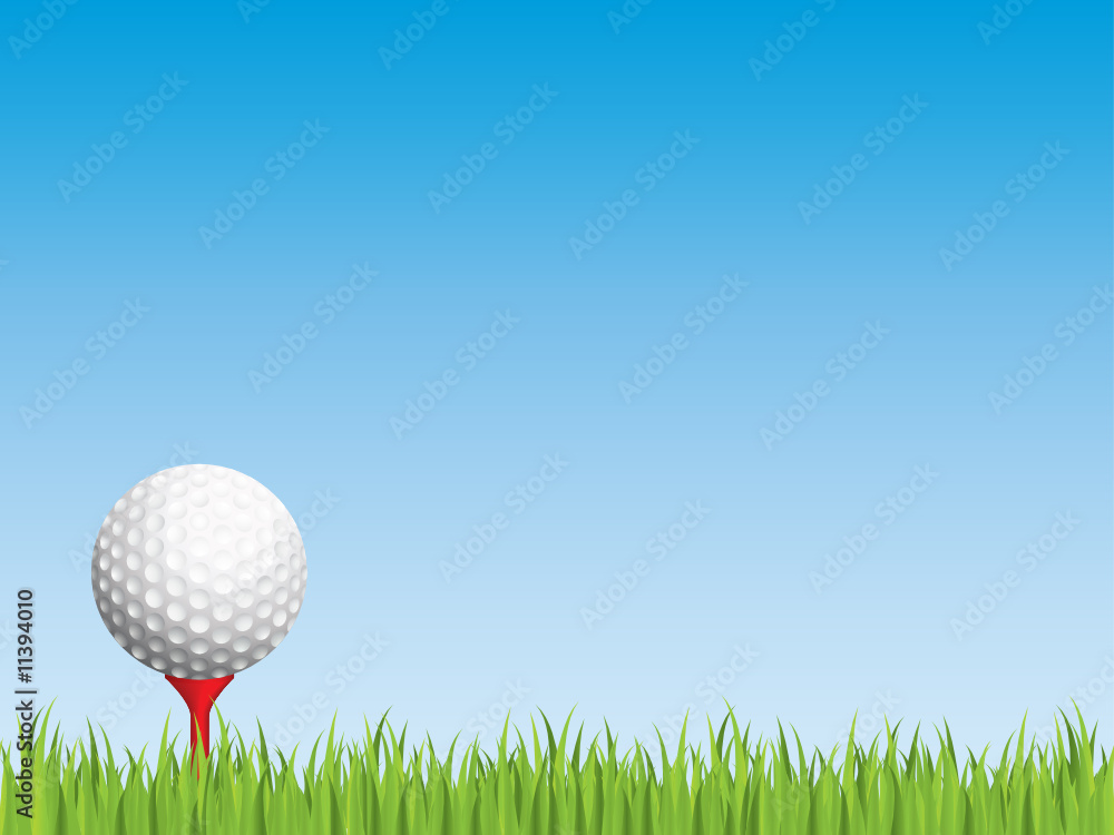 Wall mural Golf ball with seamless grass