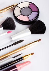 makeup brushes on a white background isolated