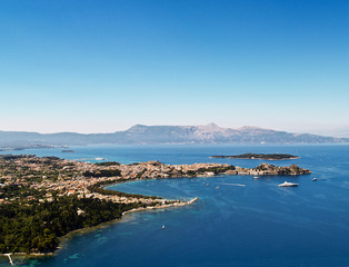 Fototapeta na wymiar Korfu miasto, Grecja, widok z lotu ptaka