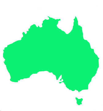 Outline map of Australia and Tasmania