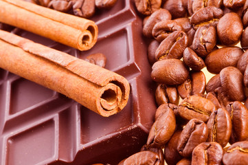 chocolate coffee and cinnamon sticks