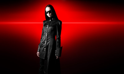 Goth woman in black cloak