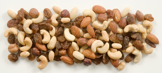 Mix of nuts and raisins